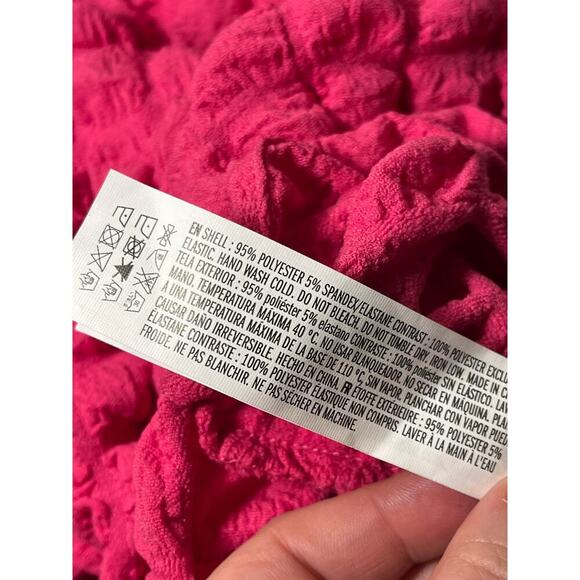 English Factory Mock Neck Popcorn Textured Knit Bubble Sleeve Top XS Pink - Picture 10 of 12